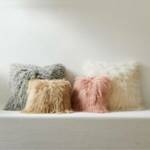 West Elm Mongolian Lamb White Pillow Cover with Insert